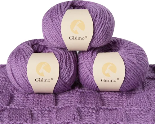 Vista 34 de 100% lana de merino para tejer, 3 capas de lana lujosa y suave para tejer a mano y ganchillo (ámbar, 1 bola)