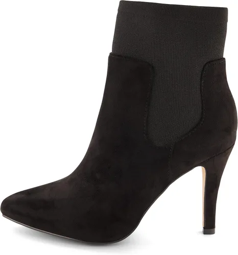 Vista 2 de CUSHIONAIRE Botines de vestir elásticos Ginebra para mujer con acolchado de espuma viscoelástica, anchos disponibles, Negro