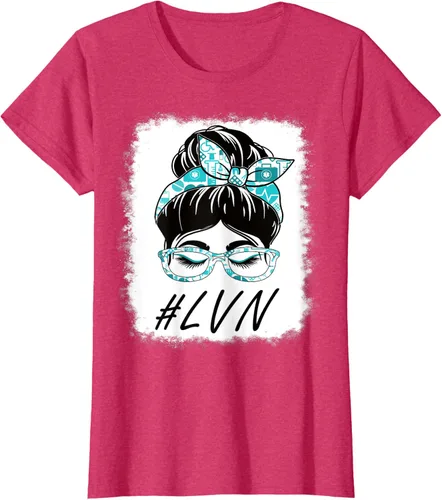 Vista 8 de LVN - Camiseta para mujer con licencia vocacional para enfermera, moño desordenado, Día Mundial de la Salud