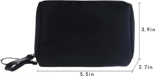 Vista 6 de Bolsa Pequeña de Maquillaje para Bolso Bolsa de Cosméticos Portátil Impermeable para Viaje Bolso de Maquillaje para Mujeres, Todo negro, Chico