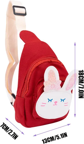 Vista 5 de Bolso bandolera para niños pequeños de dibujos animados de dinosaurios, bolso de hombro, monedero, mochila de cintura de nailon para niños de 1 a 5