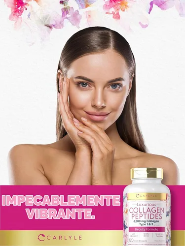 Vista 7 de Péptidos de colágeno Carlyle con vitamina C 6000mg 120 cápsulas Alimentado con pasto tipo I y III Fórmula de belleza Suplemento sin OMG, sin