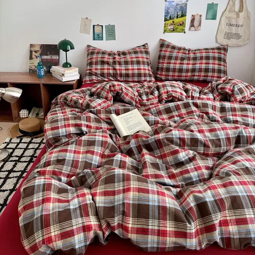 Vista 256 de mixinni Juego de funda de edredón vintage a rayas, tamaño twin, juego de ropa de cama de 3 piezas, 100% algodón lavado, suave y transpirable, funda