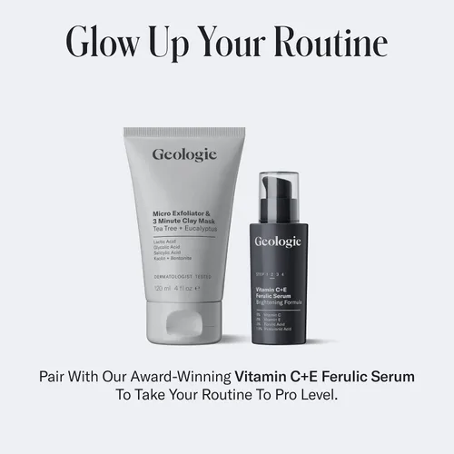 Vista 5 de Geologie Micro exfoliante y máscara de arcilla Lavado facial de limpieza profunda 3 en 1, máscara de refinación de poros y exfoliante
