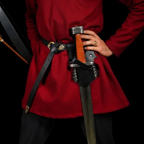 Vista 2 de Cinturón medieval con vaina para espada aventurero con soporte de cuero para espada universal, espada larga, cutlass