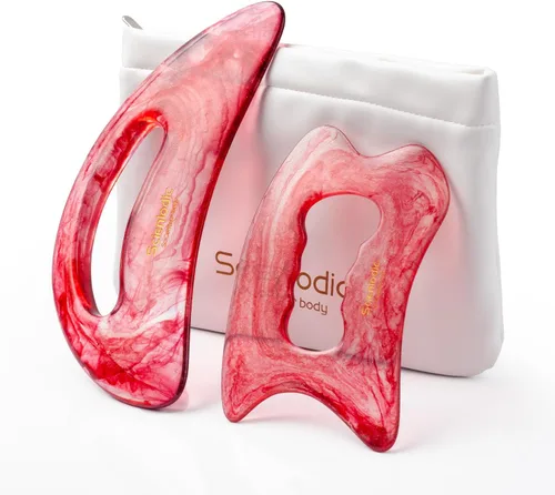 Vista 13 de Scienlodic Gua Sha - Herramienta de masaje con mango (resina), herramienta de raspado Guasha más grande para masaje de espalda, cuello, cara