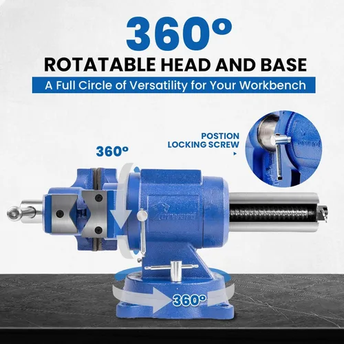 Vista 3 de Forward HY-DT150B-6IN - Tornillo de banco resistente con base giratoria de 360 grados y cabeza con yunque (6 pulgadas)