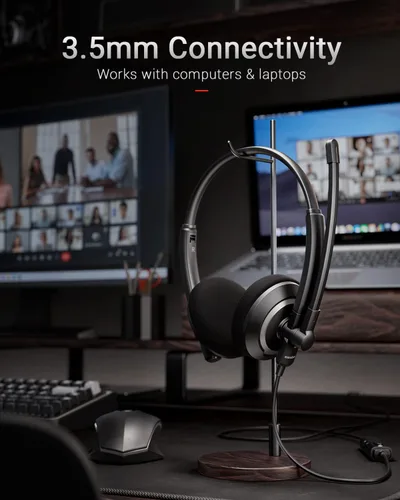 Vista 4 de awatrue - Auriculares con cable con micrófono para PC y portátil - Auriculares de 3,5 mm con cancelación de ruido y micrófono para Boom Skype