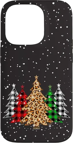 Vista 17 de Funda con diseño de árboles de Navidad con estampado de leopardo y cuadros para iPhone 16