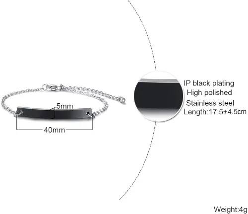 Vista 2 de VNOX Pulsera de alerta médica con grabado personalizado para mujeres y niñas 17 a 83in