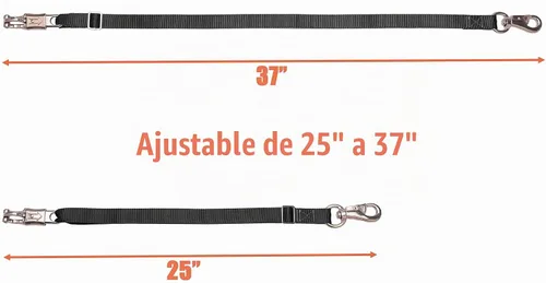 Vista 2 de Corbata ajustable para remolque (paquete de 2) - Correa de nailon para remolque de caballos, ajustable de 25 a 37 pulgadas Negro