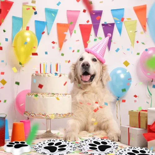 Vista 6 de Whaline Servilletas de papel con diseño de pata de perro, 100 unidades, servilletas con estampado de patas de mascotas, servilletas de almuerzo