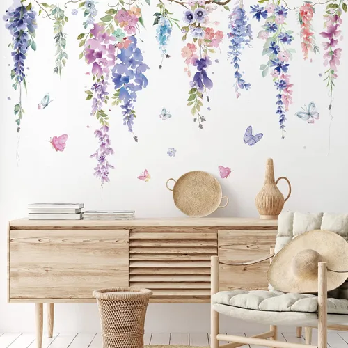 Vista 13 de Zonon 6 calcomanías de pared de flores, calcomanías para despegar y pegar