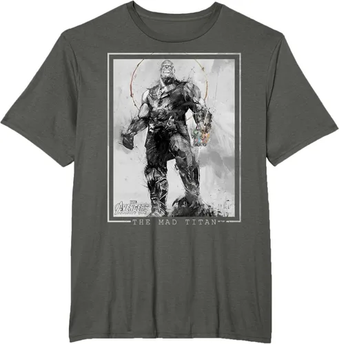 Vista 7 de Marvel Avengers Infinity War Thanos Sketch Graphic Camiseta Negro
