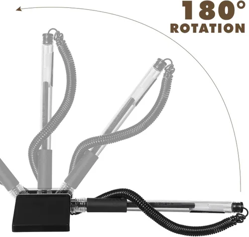 Vista 5 de NUOBESTY 3 bolígrafos de seguridad con cadena, soporte adhesivo para mostrador de bolígrafo, bolígrafos de escritorio de tinta de gel negro