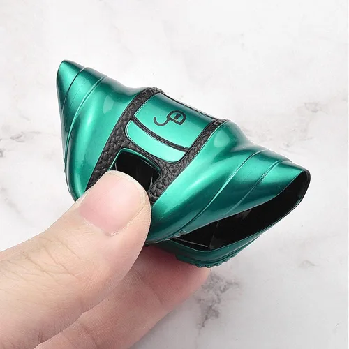 Vista 6 de SANRILY Funda de cuero para llave Porsche Remote Key Case Shell Key Holder con llavero, Verde