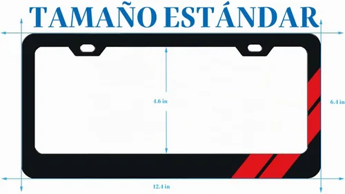 Vista 2 de Marco de Placa de Matrícula de Aluminio Compatible con Vehículo, Camión, Remolque, SUV de Dodge. (Rojo-01)