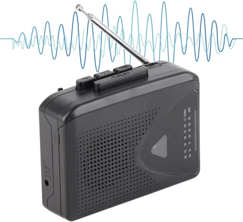 Vista 5 de Reproductor de casete portátil, multifunción clásico compatible con radio AM FM estéreo reproductor de cinta compacto, grabadora de casete de radio