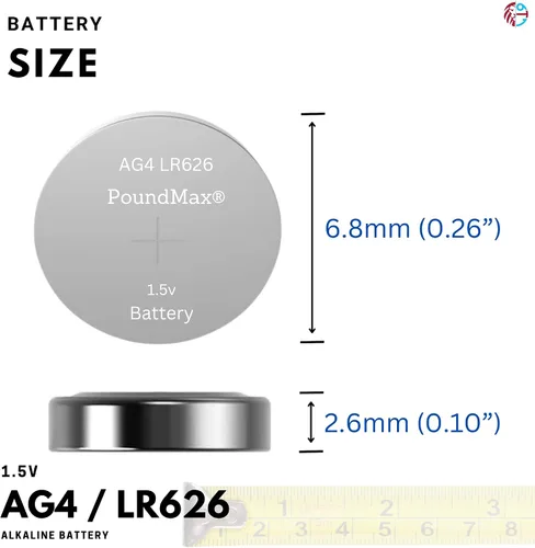 Vista 5 de PoundMax AG4 LR626 Baterías 1.5v Batería alcalina de botón - 10