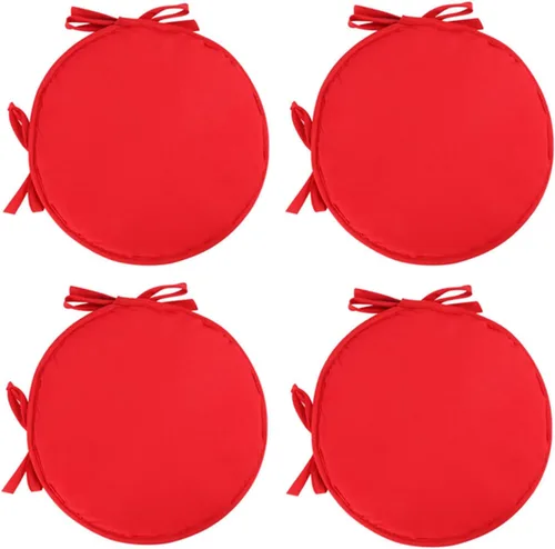 Vista 5 de Womenyiaor Juego de 4 cojines redondos para sillas para interiores y exteriores, con lazos, juego de bistró, almohadillas para sillas de comedor