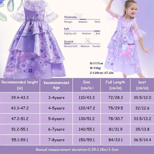 Vista 6 de Encanto Costume Dress For Girls Kids Princess Dress Up Clothes For Halloween Cosplay Birthdays As Girls Outfits Gifts