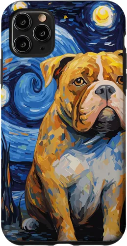 Vista 13 de Funda para iPhone 16 American Bully Starry Night para perro, mamá, perro, papá
