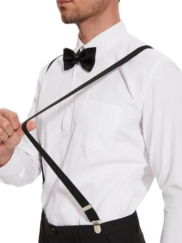 Vista 5 de habibee Color sólido para hombre en forma de Y con clips fuertes tirantes ajustables