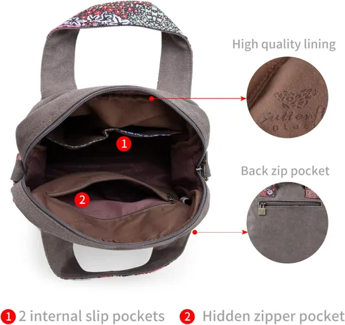 Vista 4 de Black Butterfly Bolso de hombro de lona de alta calidad, asa superior para mujer, bolso ligero, estilo cruzado pequeño