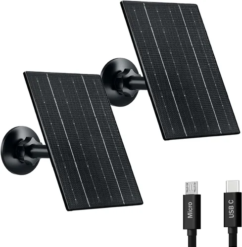 Vista 8 de Zivif Panel solar de 4 W para cámaras de seguridad, cargador solar de 5 V con puertos micro USB/USB-C, impermeable IP65, montaje ajustable de 360°