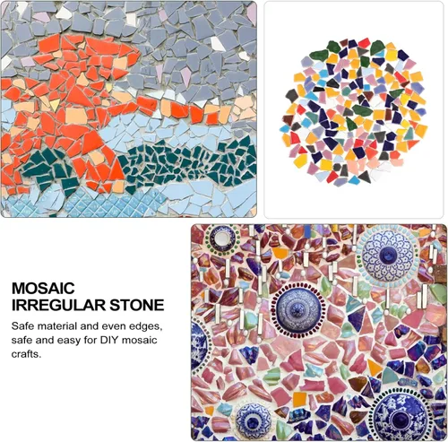 Vista 6 de VILLCASE Azulejos de mosaico de cristal Marcos de fotos de mosaico de cerámica Azulejos de cerámica Decoración turquesa Azulejos de mosaico DIY