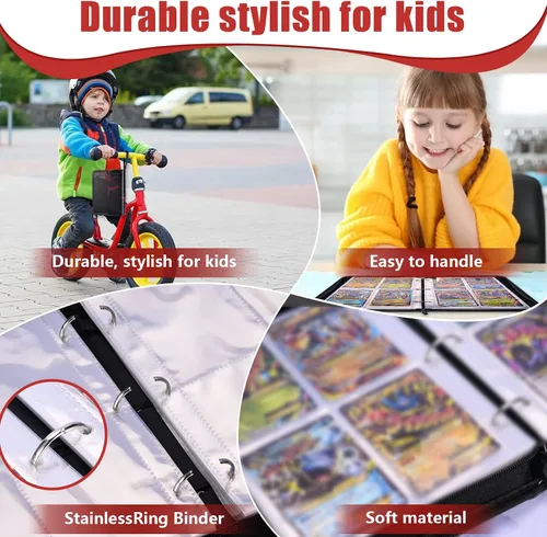 Vista 4 de Foboull Carpeta de tarjetas intercambiables, soporte para libro de tarjetas con 4 bolsillos para tarjetas de juego y tarjetas de intercambio