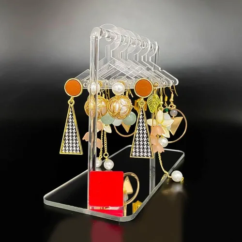 Vista 3 de Lindo soporte para aretes, perchas, forma única, soporte de exhibición de aretes de acrílico, estante de exhibición, organizador colgante de aretes