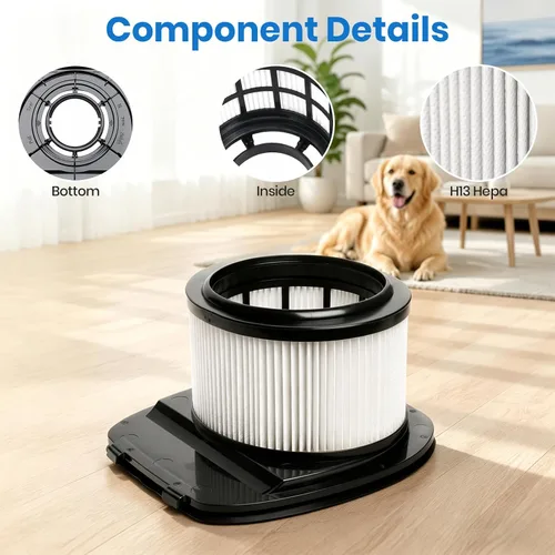 Vista 4 de IZ361H Filtro Patr, repuesto para Shark Rocket Pet Pro IZ162H, IZ361H, IZ362H, IZ363HT, IZ440H, IZ441H, IZ462H, aspiradora vertical inalámbrica