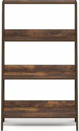 Vista 8 de Furinno Estantería para libros de 4 niveles, estante de escalera de marco abierto, pino ámbar Estantería de almacenamiento de pie de 10.9 x 23.6 x