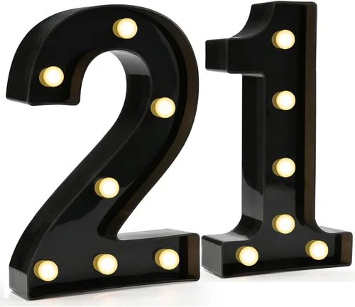 Vista 30 de Pooqla - Números iluminados negros, decoraciones de cumpleaños 50 para hombres Number 50