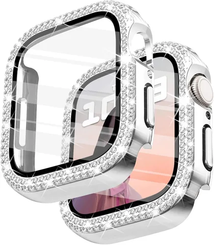 Vista 20 de Surace - Carcasa de 1.49 pulgadas compatible con Apple Watch con protector de pantalla, caja protectora general con diseño de diamantes brillantes