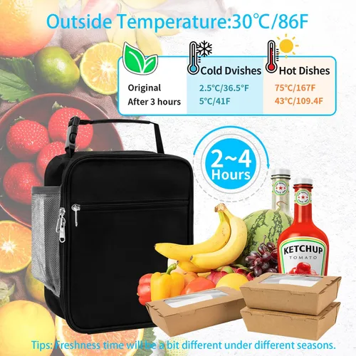 Vista 4 de Lonchera reutilizable para hombres y niños, pequeña bolsa de almuerzo para adolescentes, hombres, adultos, estudiantes, reutilizable, portátil