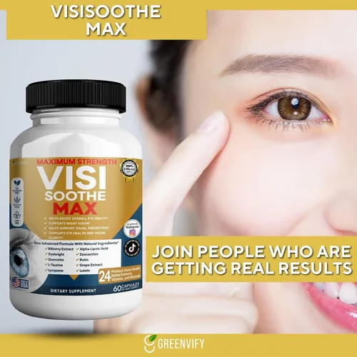 Vista 4 de Vision Soothe Max Suplemento para la salud ocular, 60 cápsulas, 24 extractos de hierbas con vitaminas y minerales, máxima fuerza (1)