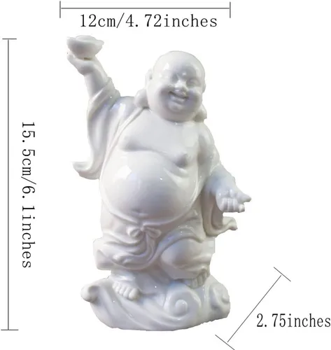 Vista 7 de Estatua de Buda Maitreya que ríe Zen Esculturas Ornamento Feliz Budismo de la Suerte Estatua de Sala de estar Oficina Estatua de Estatua de Estatua