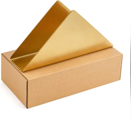 Vista 7 de Servilletero dorado de acero inoxidable, moderno dispensador de servilletas de cóctel triangular, organizador para encimeras de cocina, mesas
