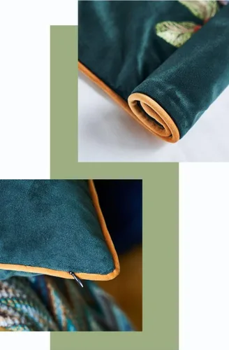 Vista 5 de Funda de Almohada de Leopardo Bordado de Lujo, Funda de Cojín de Tela de Terciopelo Bordado en Oro, Funda de Almohadas Decorativa con Estampado