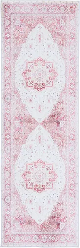Vista 3 de SAFAVIEH Tucson Collection - Alfombra lavable de 2 pies 6 pies x 6 pies, color beige y al óxido, antideslizante y fácil de limpiar, ideal