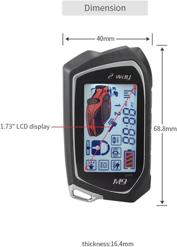 Vista 3 de EASYGUARD EC201-M9 Sistema de Alarma de Coche de 2 Vías con Pantalla LCD de 1.73 Pulgadas, Mensajero Remoto, Arranque Turbo, Modo Temporizador