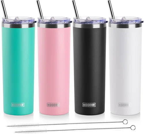 Vista 42 de koodee Vaso Tumbler Delgado de Acero Inoxidable de 20 oz con Aislamiento de Doble Pared, Vaso Tumbler Delgado para Agua para Café, Té (Azul Bebé)