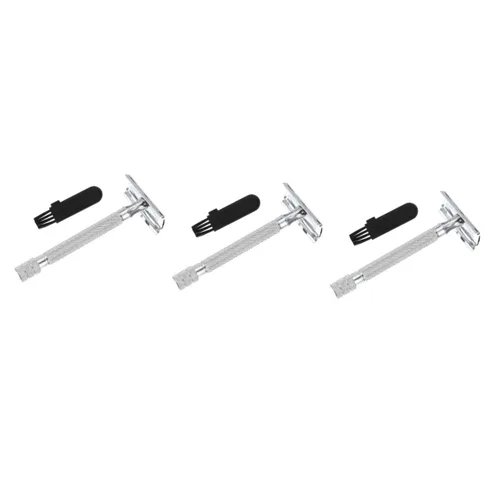Vista 9 de Angoily 2 unids seguridad afeitadora barba recortadora reutilizable doble hoja más cercana afeitado durable hombres herramienta de afeitar