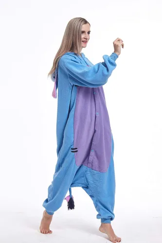 Vista 2 de Donkey Animal - Pijama unisex de una pieza para adultos disfraz de cosplay para hombres y mujeres talla XL Burro azul