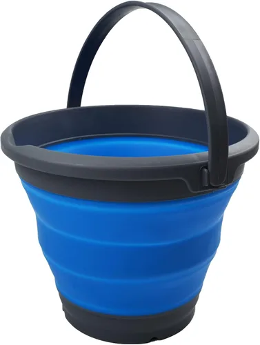 Vista 4 de SAMMART Cubo de plástico plegable de 5.5 L (1.4 galones) con tapa, bañera redonda plegable con tapa, cubo de agua portátil para pesca, maceta