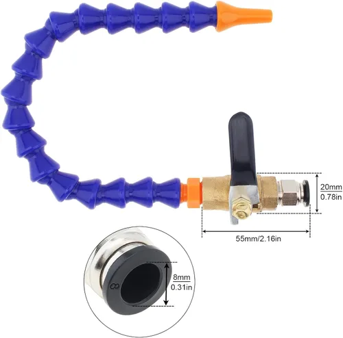 Vista 2 de Sistema de pulverización de tubo de enfriamiento de aceite de agua flexible de boquilla redonda de 0.138 in para máquina CNC/fresado/torno