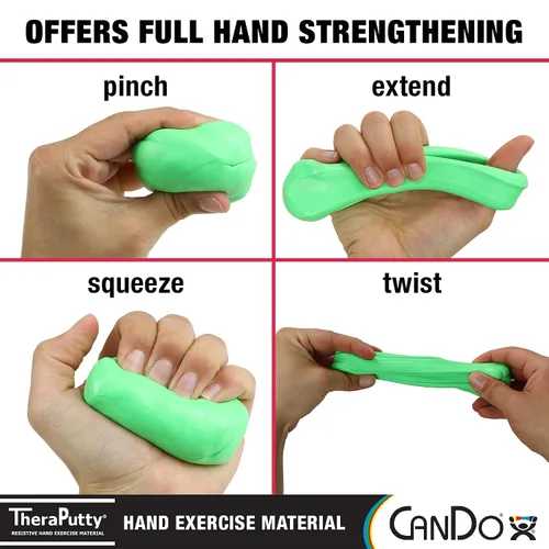 Vista 4 de CanDo TheraPutty - Juego de 4 piezas, extra suave, suave, medio y firme, 2 onzas cada uno, masilla estándar para ejercicio de manos
