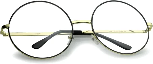 Vista 3 de zeroUV Gafas grandes de gran tamaño con marco de metal transparente y círculo redondo